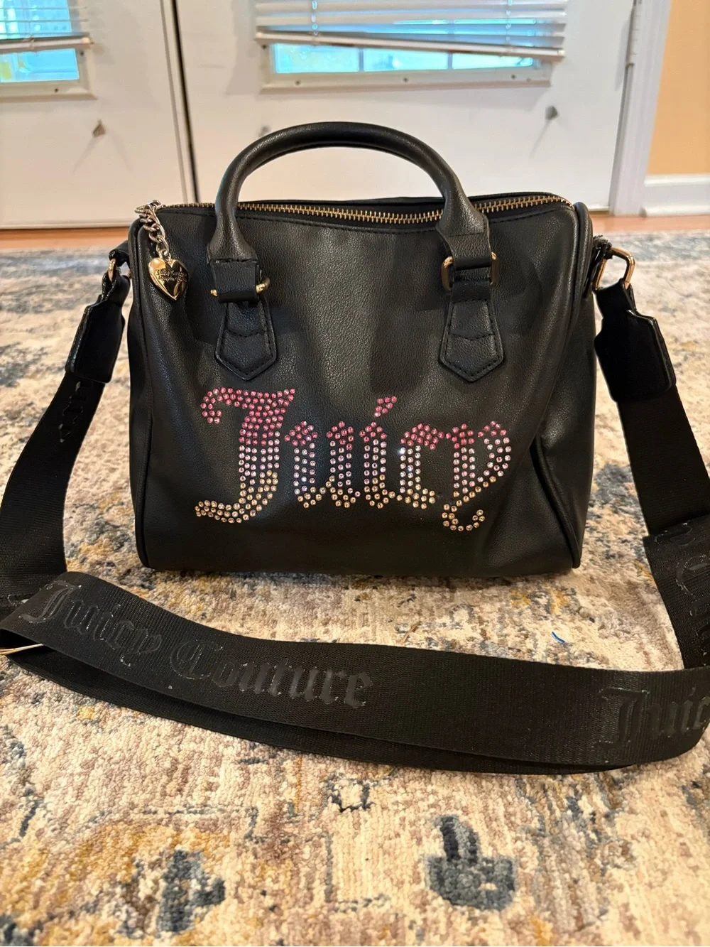 Juicy Couture Be Classic II Satchel 10” x 8” x 5.5” Pink Rhinestones Crossbody